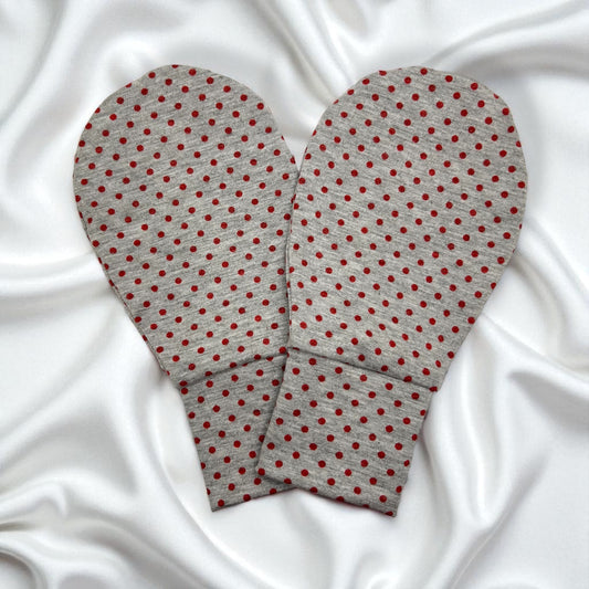 Polka Dot Print Special Care Mittens for Teens and Kids /Organic Cotton Eczema Hand Covers