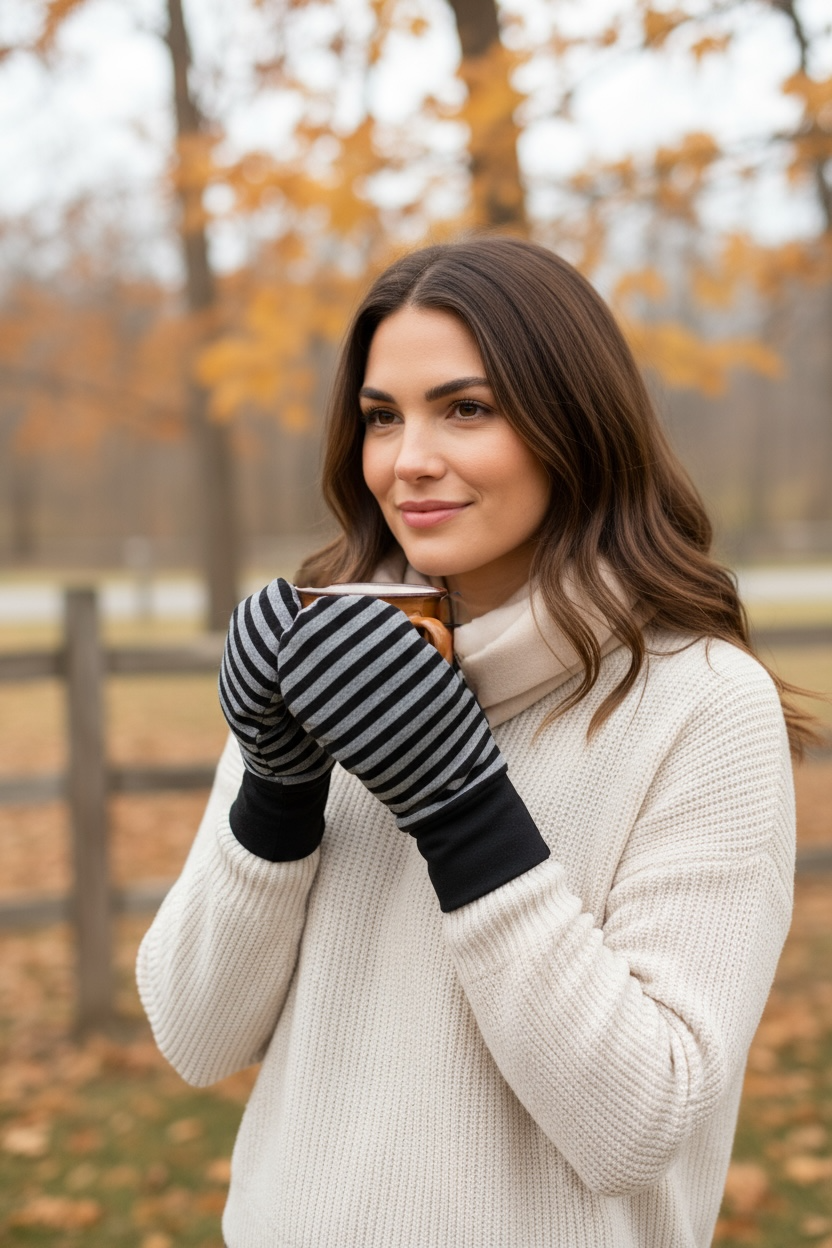 Special Needs Organic Cotton Eczema Mittens: Striped
Sleep Gloves with Long Cuffs
