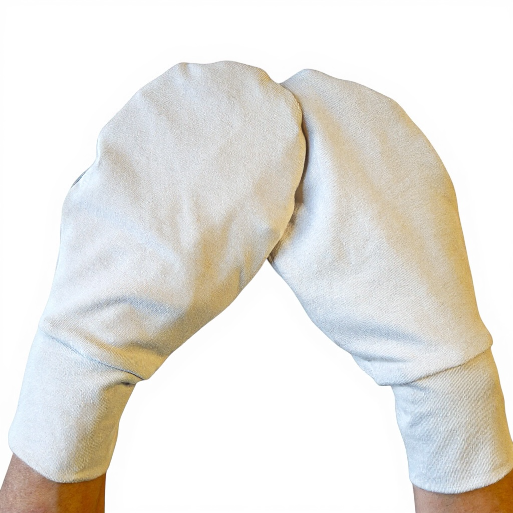 Organic Cotton Eczema Mittens/Soothing Night Cream Application Protection Mitts/Ivory Color