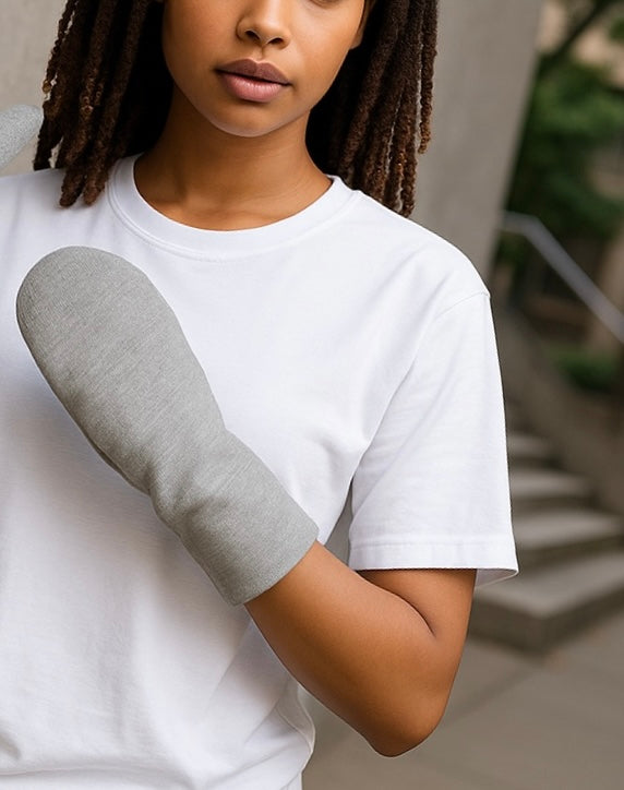 Adults Sleep Mittens /Gray Organic Cotton Eczema Mittens /Special Needs Unisex Mittens