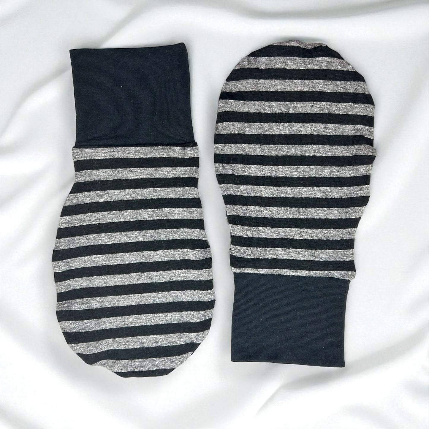 Special Needs Organic Cotton Eczema Mittens: Striped
Sleep Gloves with Long Cuffs