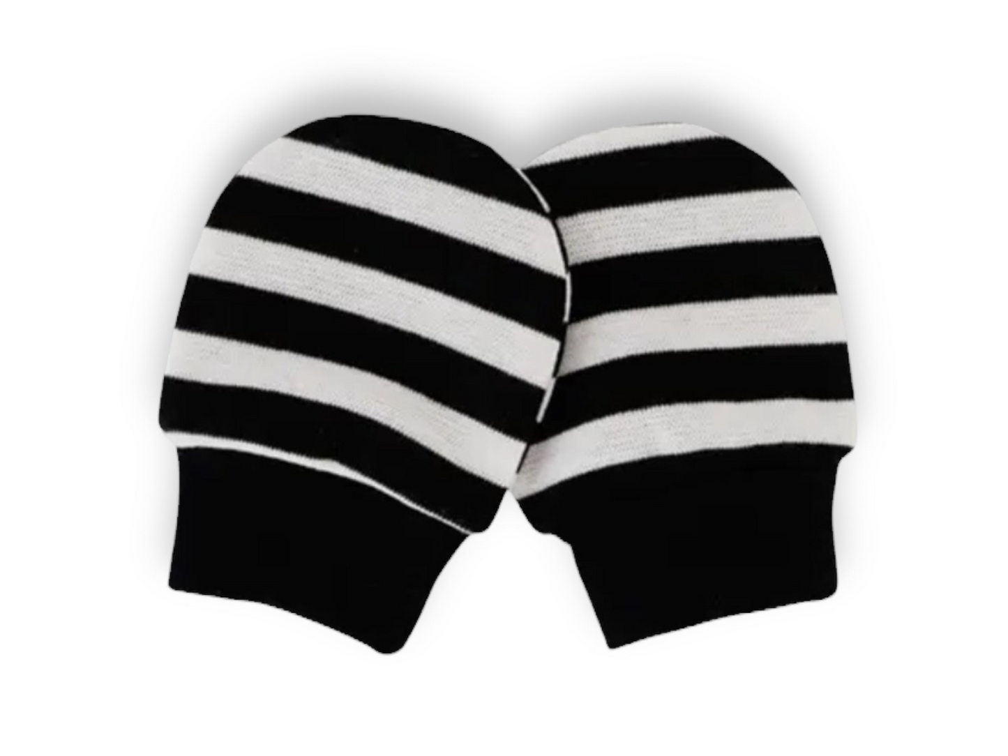 Black and White Striped High Contrast Scratch Mittens/New Baby Sensory Mittens