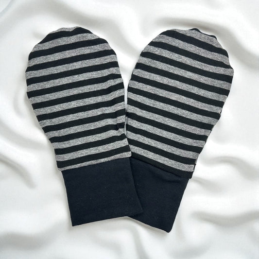 Special Needs Organic Cotton Eczema Mittens: Striped
Sleep Gloves with Long Cuffs